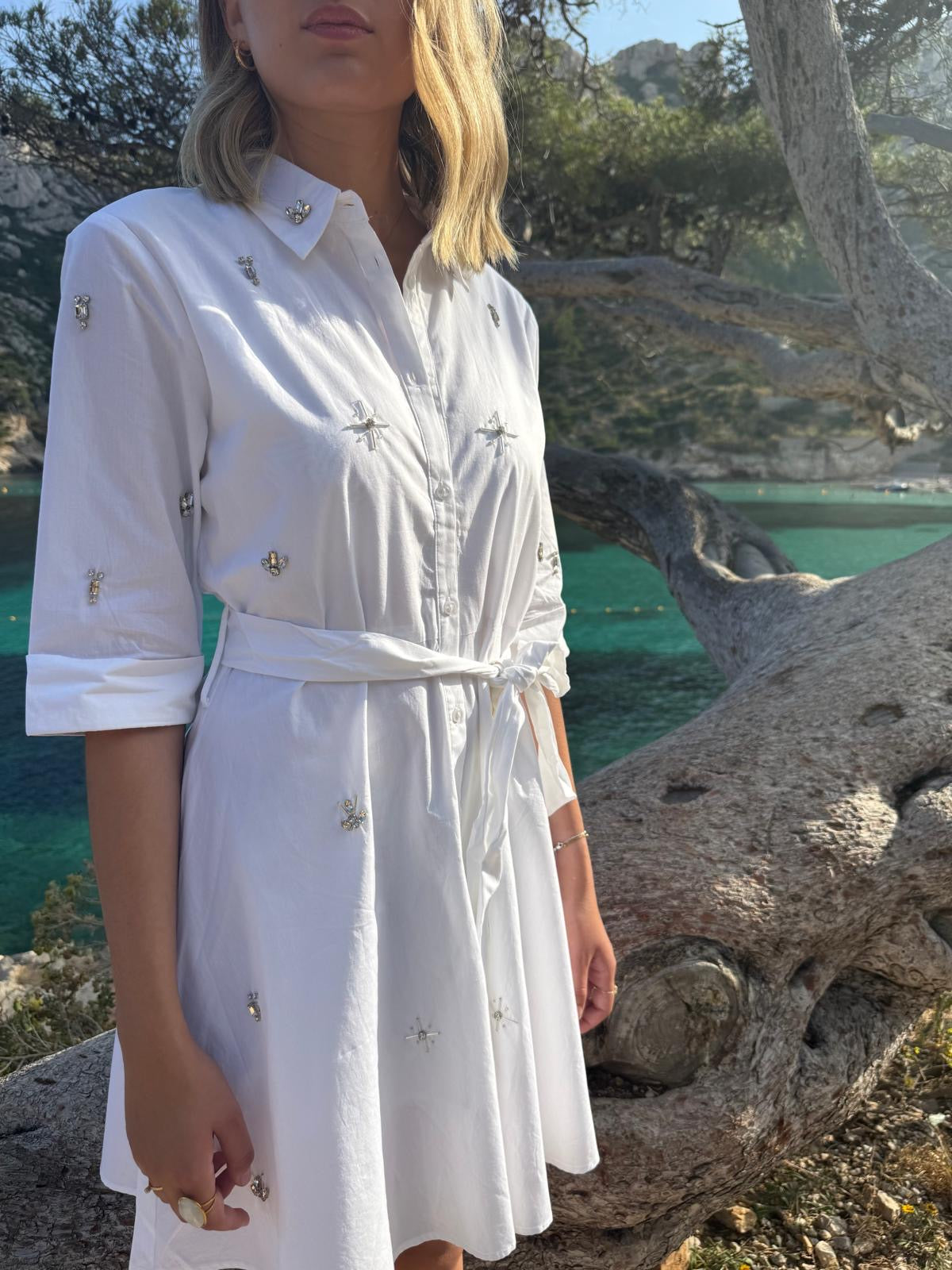 Robe blanche ornée de brillants